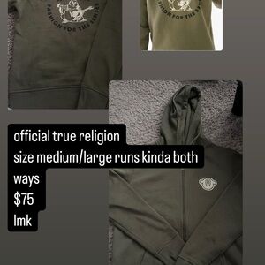 True Religion Dark Green Zip-Up Hoodie